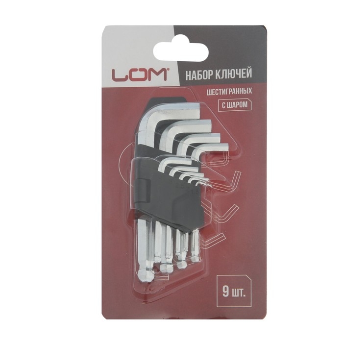 Набор ключей шестигранных ЛОМ, с шаром, 1.5 - 10 мм, 9 шт. Набор ключей шестигранных ЛОМ, с шаром, 1.5 - 10 мм, 9 шт.