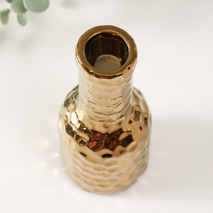 Подсвечник керамика на 1 свечу Подсвечник керамика на 1 свечу "Бутыль" d=1,5 см золото 6х6х15 см