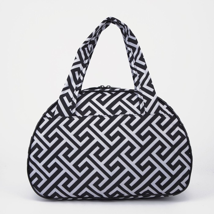 Сумка дорожная женская на молнии, наружный карман, цвет белый/чёрный Сумка дорожная женская на молнии, наружный карман, цвет белый/чёрный