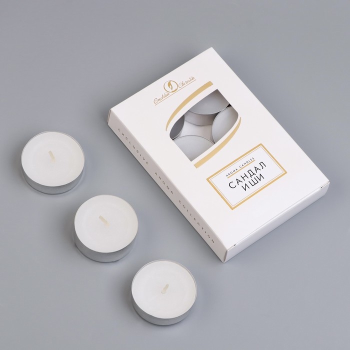 Набор свечей чайных ароматизированных  Набор свечей чайных ароматизированных "Сандал и ши", 6 шт, 12 гр