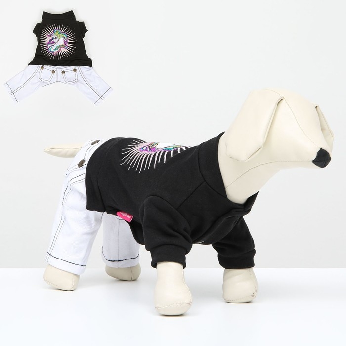 Комбинезон Комбинезон "Единорог", размер 10 (ДС 25 см, ОГ 34 см, ОШ 24 см), чёрно-белый