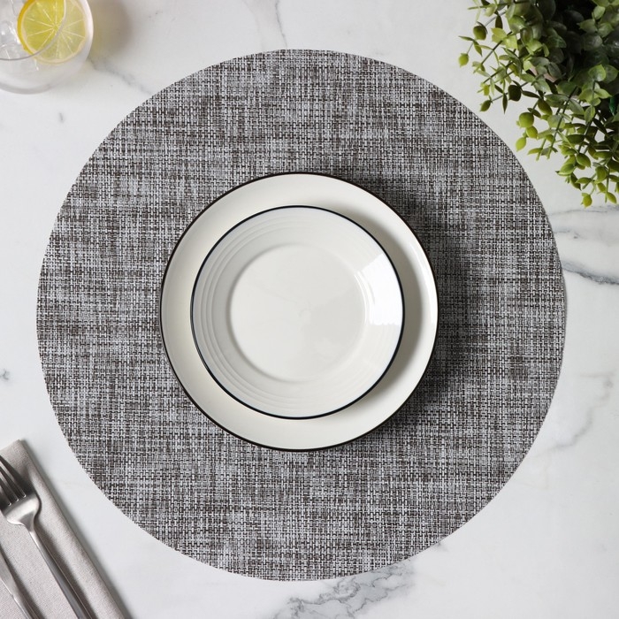 Салфетка сервировочная на стол Доляна «Ди», d=38 см, цвет тёмно-серый Салфетка сервировочная на стол Доляна «Ди», d=38 см, цвет тёмно-серый