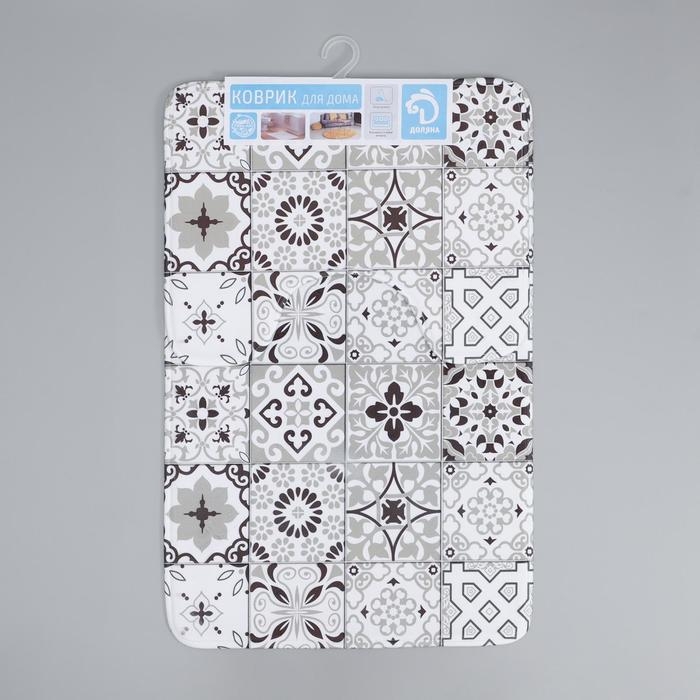 Набор ковриков для ванной и туалета Доляна «Плитка», 2 шт: 50×80, 40×50 см, цвет коричневый Набор ковриков для ванной и туалета Доляна «Плитка», 2 шт: 50×80, 40×50 см, цвет коричневый