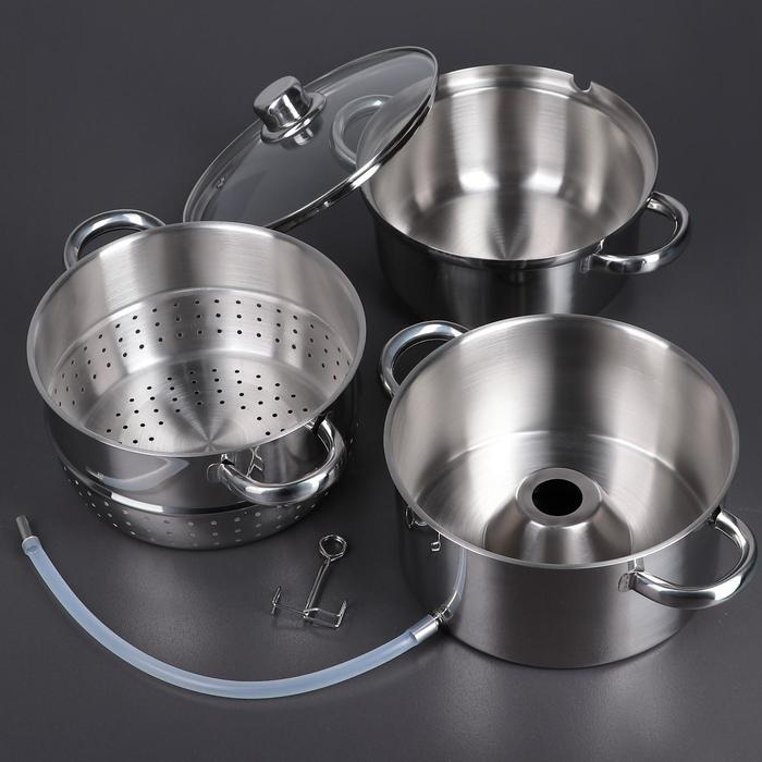 Соковарка из нержавеющей стали Доляна, 5,8 л, d=23 см, индукция, стеклянная крышка, цвет хромированный Соковарка из нержавеющей стали Доляна, 5,8 л, d=23 см, индукция, стеклянная крышка, цвет хромированный