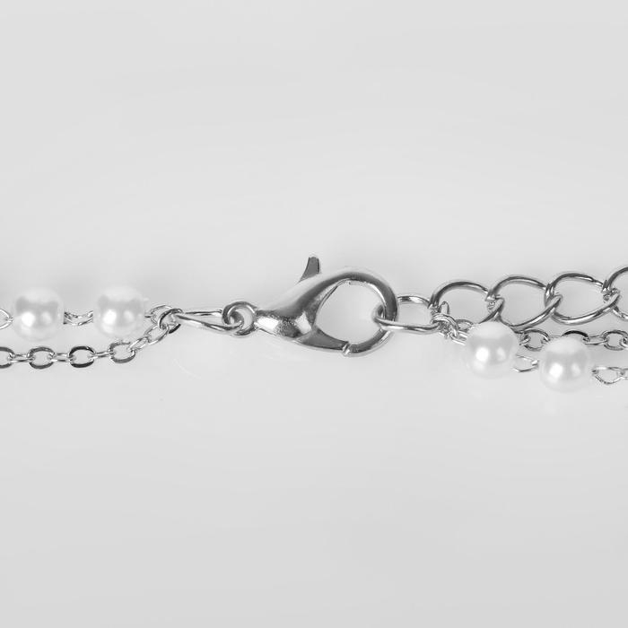 Кулон «Цепь» нить из жемчуга, крестик плавный, цвет белый в серебре, 35 см Кулон «Цепь» нить из жемчуга, крестик плавный, цвет белый в серебре, 35 см