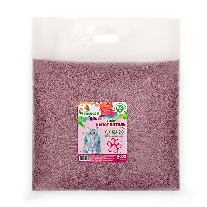 Наполнитель тофу, Наполнитель тофу, "Пижон" лаванда 6кг впитываемость до 15 л