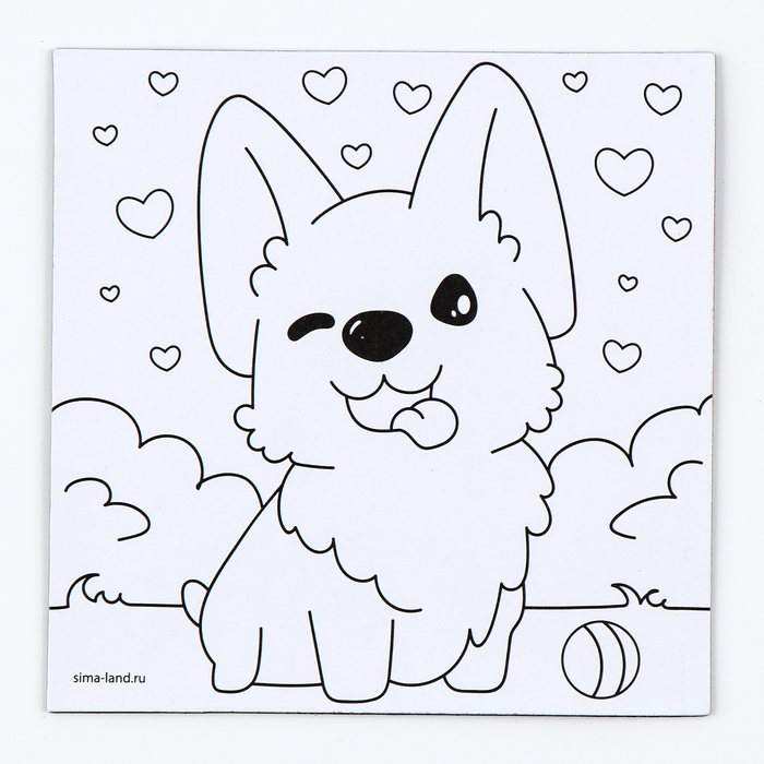 Магнит-раскраска «Корги», 10 × 10 см Магнит-раскраска «Корги», 10 × 10 см