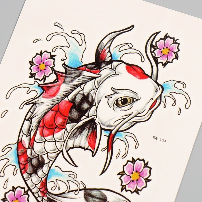 Татуировка на тело цветная Татуировка на тело цветная "Карп" 26,1х14,6 см