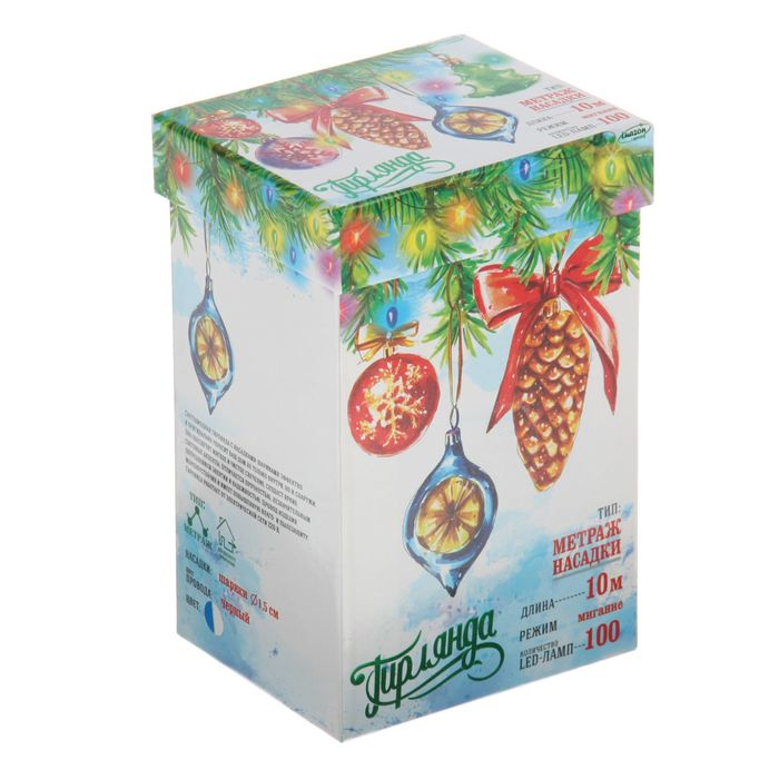 Гирлянда «Нить» 10 м с насадками «Шарики 1.5 см», IP44, тёмная нить, 100 LED, свечение бело-синее, мигание, 220 В Гирлянда «Нить» 10 м с насадками «Шарики 1.5 см», IP44, тёмная нить, 100 LED, свечение бело-синее, мигание, 220 В