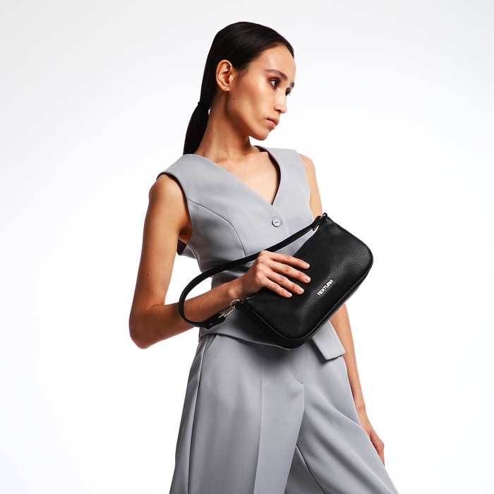 Сумка женская TEXTURA, багет, маленький размер, цвет чёрный Сумка женская TEXTURA, багет, маленький размер, цвет чёрный