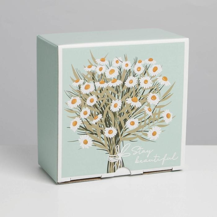 Коробка‒пенал, упаковка подарочная, «Ромашки», 15 х 15 х 7 см Коробка‒пенал, упаковка подарочная, «Ромашки», 15 х 15 х 7 см