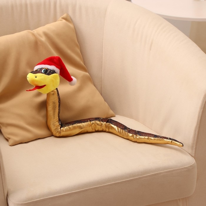 Мягкая игрушка «Змея», в новогоднем колпаке, 71 см, цвет золотой Мягкая игрушка «Змея», в новогоднем колпаке, 71 см, цвет золотой