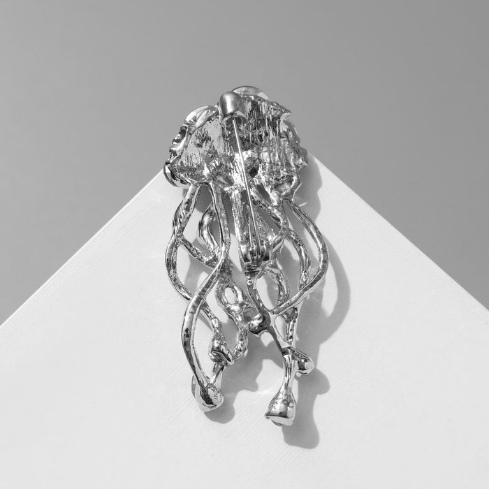 Брошь Брошь "Медуза", цвет бело-голубой