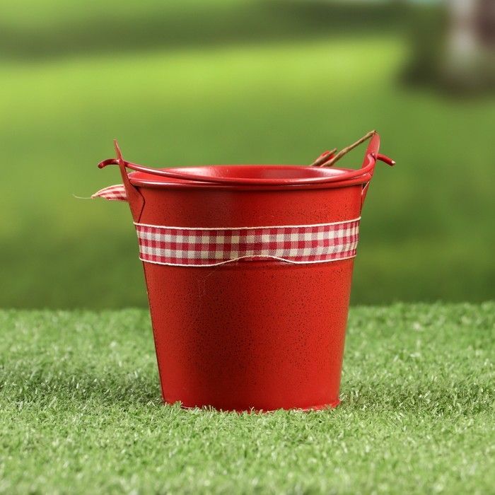 Кашпо  Кашпо "Ведерко Рустад" красное, 10х10х9см