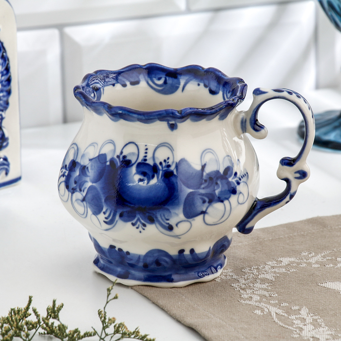 Чайная пара Чайная пара "Элиза", гжель, фарфор, 400 мл, 10х10 см