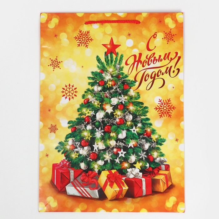 Пакет подарочный новогодний ламинированный «Золото и снежинки», L 28 х 38 х 9 см Пакет подарочный новогодний ламинированный «Золото и снежинки», L 28 х 38 х 9 см