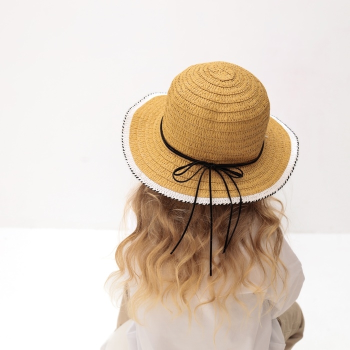 Шляпа для девочки MINAKU Шляпа для девочки MINAKU "Куколка", размер 50, цвет бежевый