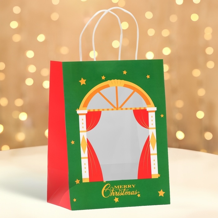 Пакет подарочный новогодний с окном Пакет подарочный новогодний с окном "Театр" 19 х 26 х 13 см.