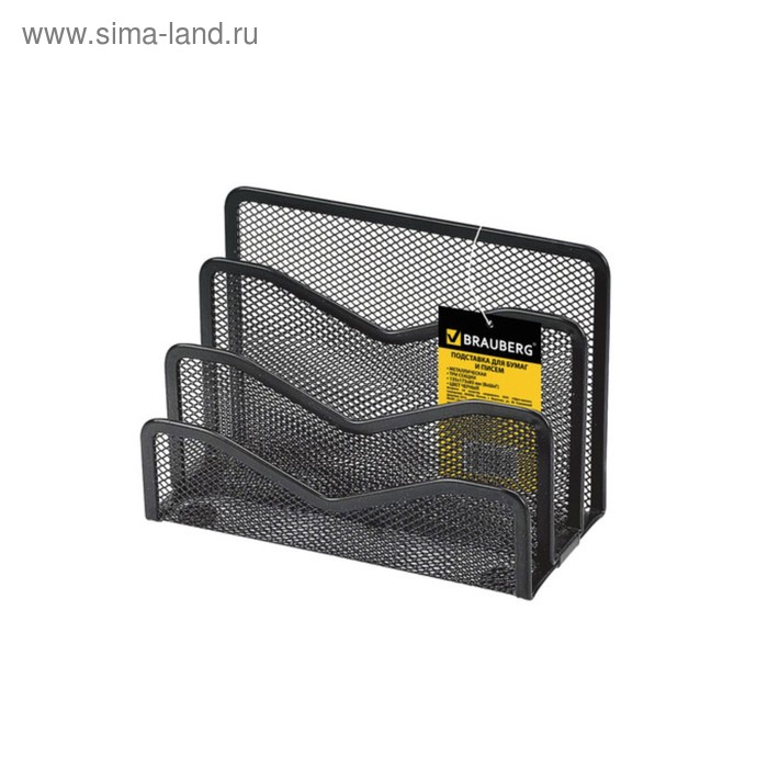 Сортер-подставка для бумаг, 3 отделения, BRAUBERG Germanium, металлическая, чёрная