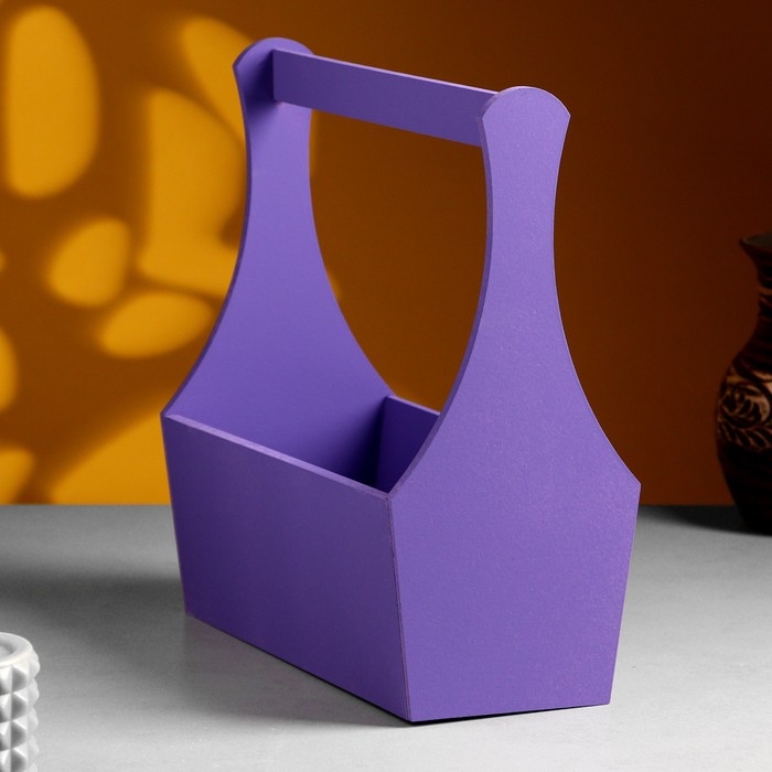 Кашпо деревянное  Кашпо деревянное "Виллиан Лонг", с ручкой, 25×12,5×10(28) см Фиолетовый