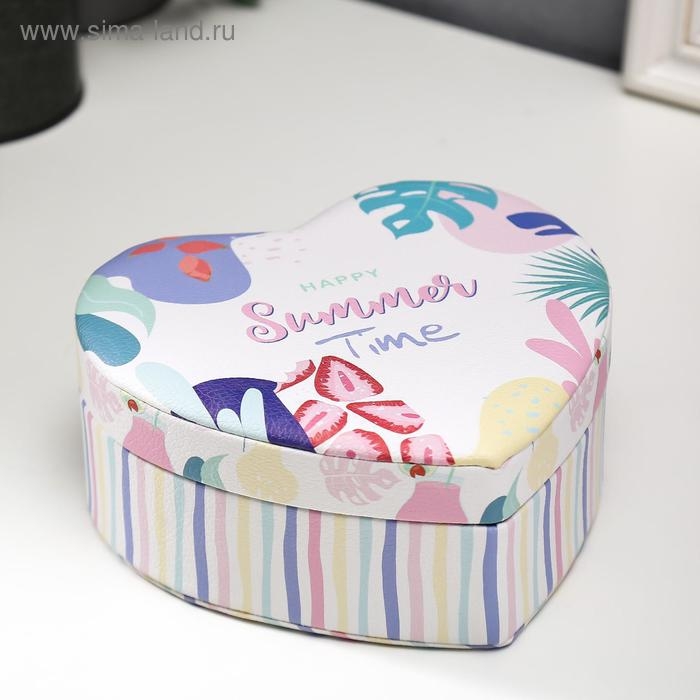 Шкатулка кожзам для украшений сердце  Шкатулка кожзам для украшений сердце "Лето в разгаре" 7х14х17 см