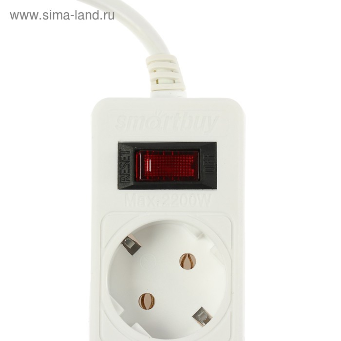 Сетевой фильтр Smartbuy, 5 розеток, 3 м, 10 А, 2200 Вт, с з/к, с выкл., белый Сетевой фильтр Smartbuy, 5 розеток, 3 м, 10 А, 2200 Вт, с з/к, с выкл., белый