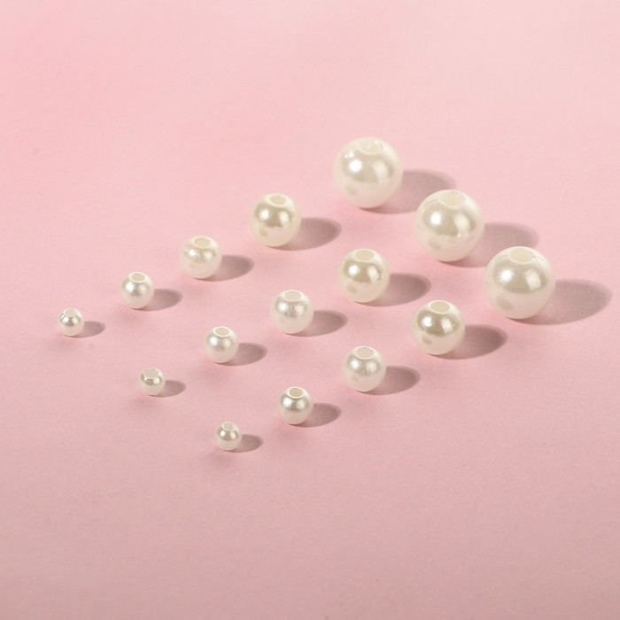 Ассорти пришивного жемчуга, d = 3 / 4 / 5 / 6 / 8 мм, цвет жемчужный Ассорти пришивного жемчуга, d = 3 / 4 / 5 / 6 / 8 мм, цвет жемчужный