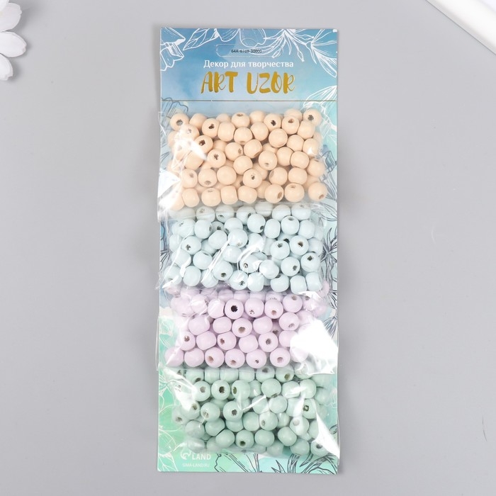Набор бусины для творчества дерево Набор бусины для творчества дерево "Маршмеллоу" d-0,8 см, 4 цвета х 15 гр