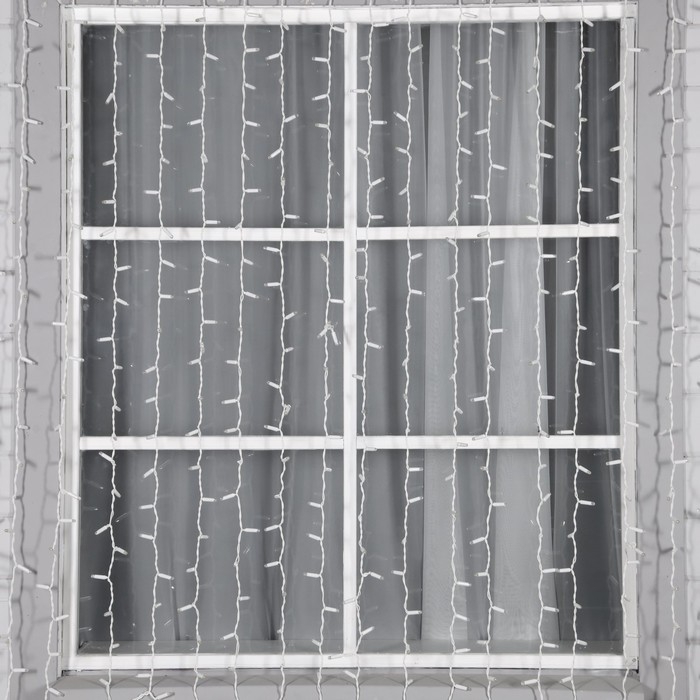 Гирлянда «Занавес» 2 × 3 м, IP65, УМС, белая нить, 760 LED, свечение белое, 220 В