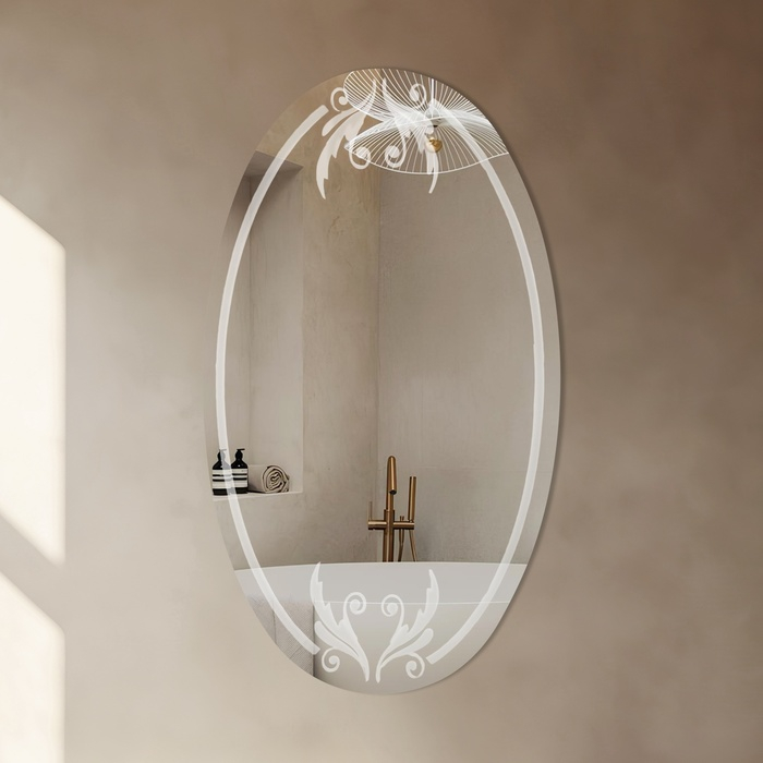 Зеркало, настенное, с пескоструйной графикой, 57&times;34 см