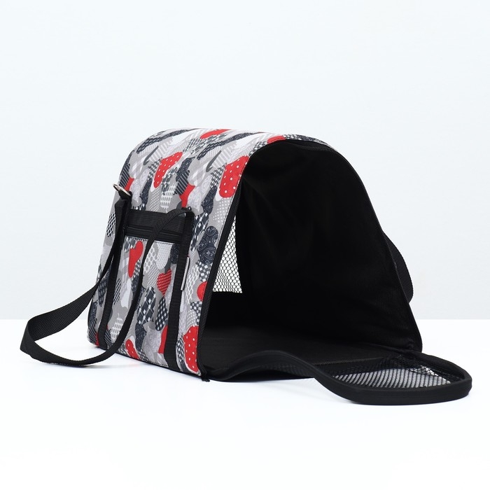 Сумка - переноска для животных  Сумка - переноска для животных "Принт", размер S, 39 х 23 х 27 см, сердечки