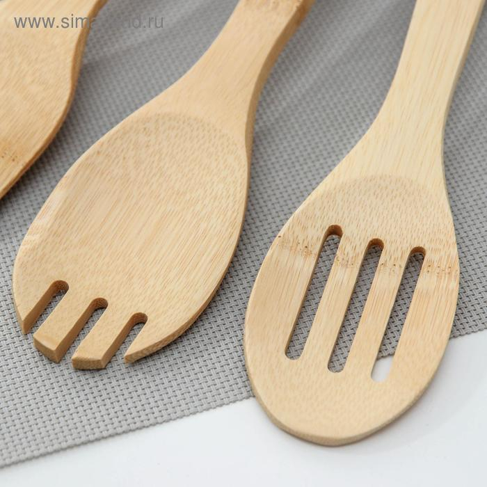 Набор кулинарных лопаток, 31 см, 5 шт, бамбук Набор кулинарных лопаток, 31 см, 5 шт, бамбук
