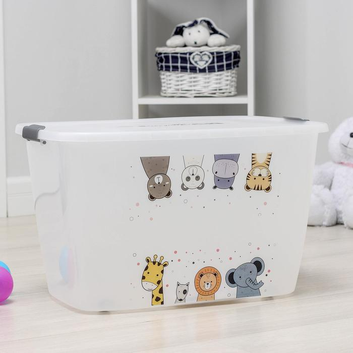 Мегабокс детский на колёсиках «Зверята», 56 л, цвет МИКС Мегабокс детский на колёсиках «Зверята», 56 л, цвет МИКС