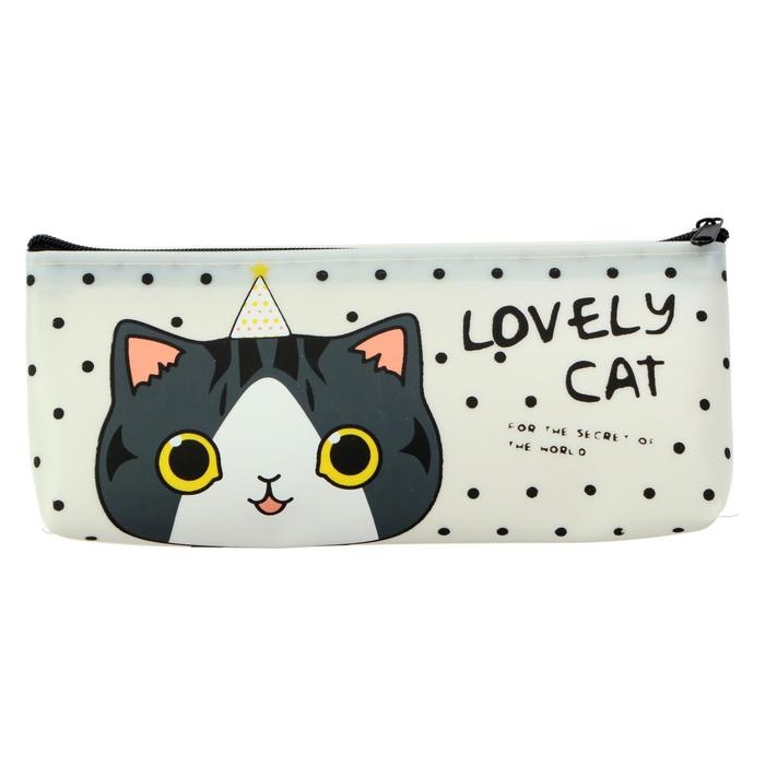 Пенал школьный на молнии силиконовый Пенал школьный на молнии силиконовый "Котик", МИКС