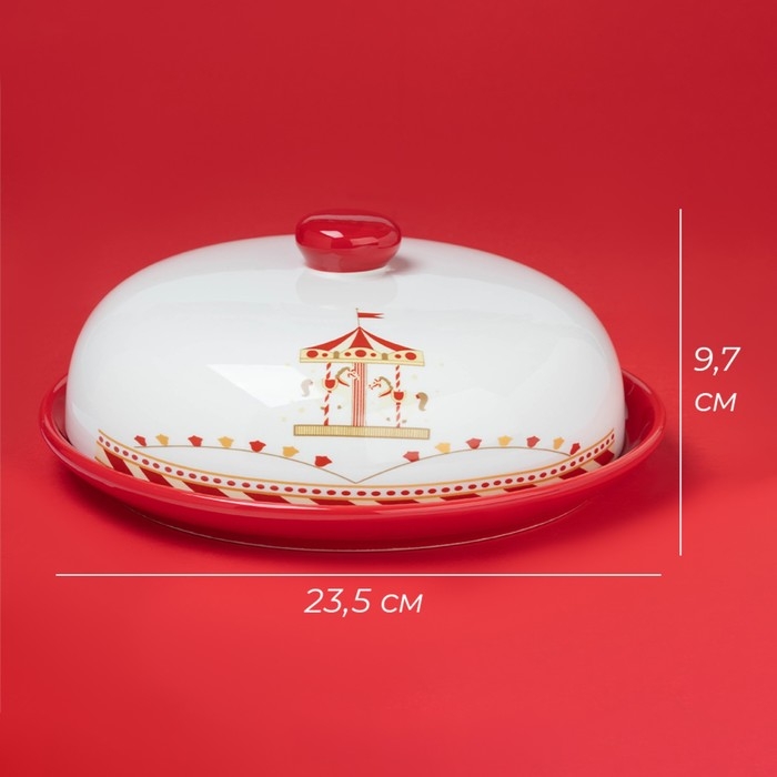 Блинница новогодняя Доляна «Парк аттракционов», d=23 см, керамика, цвет белый Блинница новогодняя Доляна «Парк аттракционов», d=23 см, керамика, цвет белый