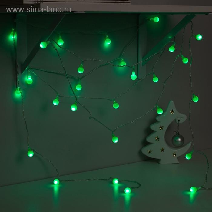 Гирлянда «Нить» 5 м с насадками «Шарики зелёные», IP20, прозрачная нить, 30 LED, свечение зелёное, 8 режимов, 220 В Гирлянда «Нить» 5 м с насадками «Шарики зелёные», IP20, прозрачная нить, 30 LED, свечение зелёное, 8 режимов, 220 В