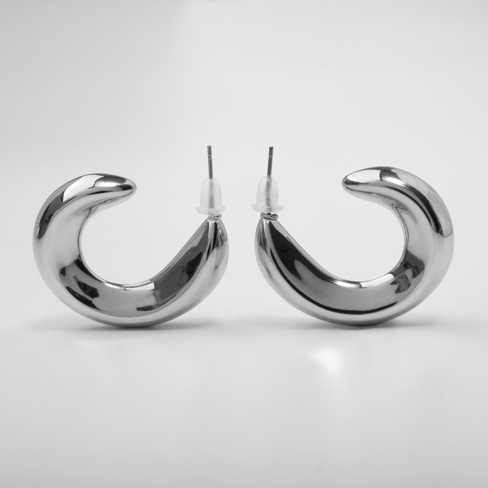 Серьги пластик «Майя» крюг, цвет серебро Серьги пластик «Майя» крюг, цвет серебро