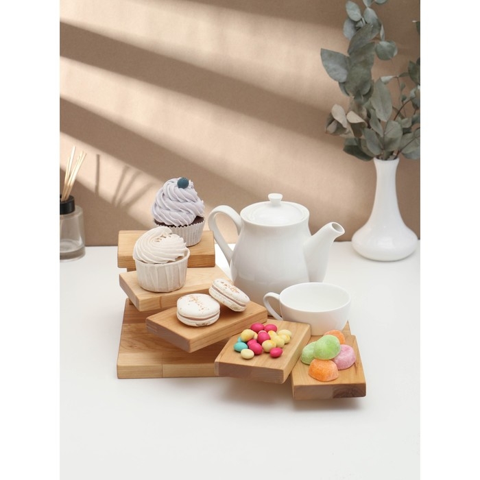 Доска для подачи с подиумами, этажерка 28×19.5×11см, берёза Доска для подачи с подиумами, этажерка 28×19.5×11см, берёза