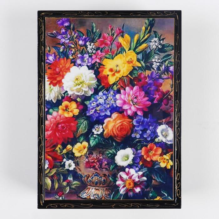 Шкатулка «Букет в вазе», 16×22 см, лаковая миниатюра, микс Шкатулка «Букет в вазе», 16×22 см, лаковая миниатюра, микс