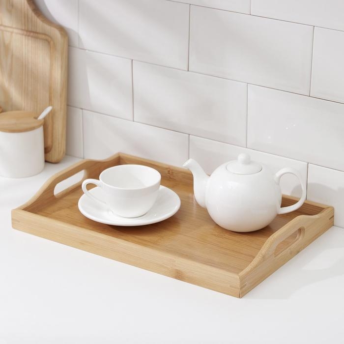 Поднос с ручками Доляна Striata, 37,5×26×5 см, бамбук Поднос с ручками Доляна Striata, 37,5×26×5 см, бамбук