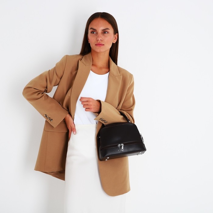 Сумка кросс-боди на молнии, цвет тёмно-коричневый Сумка кросс-боди на молнии, цвет тёмно-коричневый