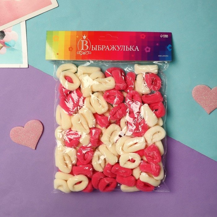 Резинка для волос  Резинка для волос "Махрушка спорт" (набор 100 шт) 2 см, розово-жёлтый