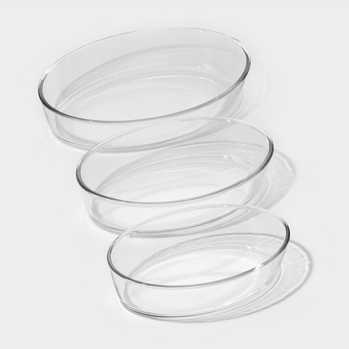 Набор овальных форм для выпекания, 3 предмета: 1.5 л, 2 л, 3 л, жаропрочное стекло Набор овальных форм для выпекания, 3 предмета: 1.5 л, 2 л, 3 л, жаропрочное стекло