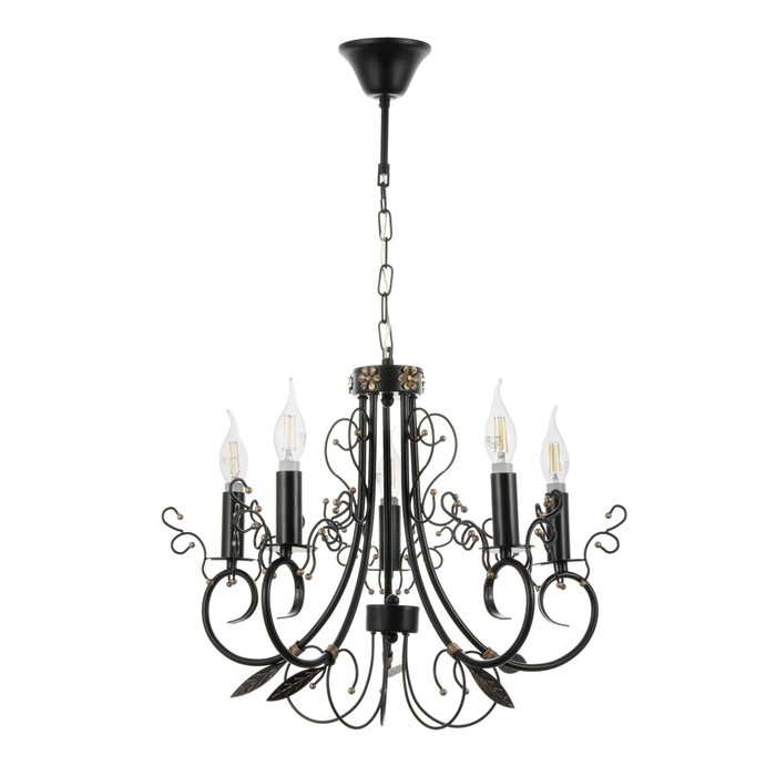 Люстра Люстра "Ариэль" 5xE14 40Вт черно-золотой 58х58х40,5-100 см BayerLux