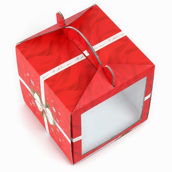 Коробка кондитерская с окном, сундук, «С Новым годом!», 20 х 20 х 20 см, Коробка кондитерская с окном, сундук, «С Новым годом!», 20 х 20 х 20 см,