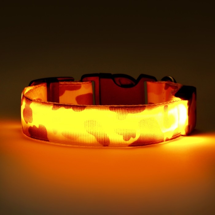 Ошейник с подсветкой Милитари 3 режима свечения размер XL, ОШ 60-70 х 2,5 см жёлтый Ошейник с подсветкой Милитари 3 режима свечения размер XL, ОШ 60-70 х 2,5 см жёлтый