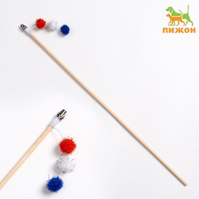 Дразнилка - удочка  Дразнилка - удочка " Гусеница" на деревянной палочке, микс цветов