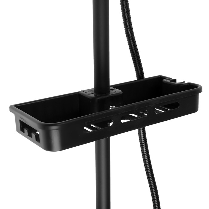 Душевая система ZEIN Z3861, смеситель, тропическая и ручная лейка, полка, латунь, черная Душевая система ZEIN Z3861, смеситель, тропическая и ручная лейка, полка, латунь, черная