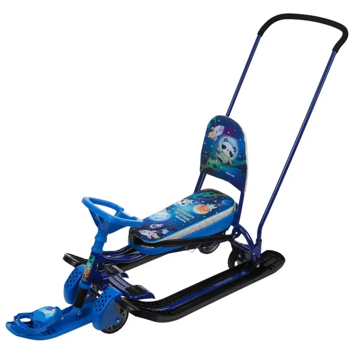 Снегокат с колёсами «Тимка спорт 6 Космический», ТС6-М/К, с родительской ручкой, со спинкой и ремнём безопасности Снегокат с колёсами «Тимка спорт 6 Космический», ТС6-М/К, с родительской ручкой, со спинкой и ремнём безопасности