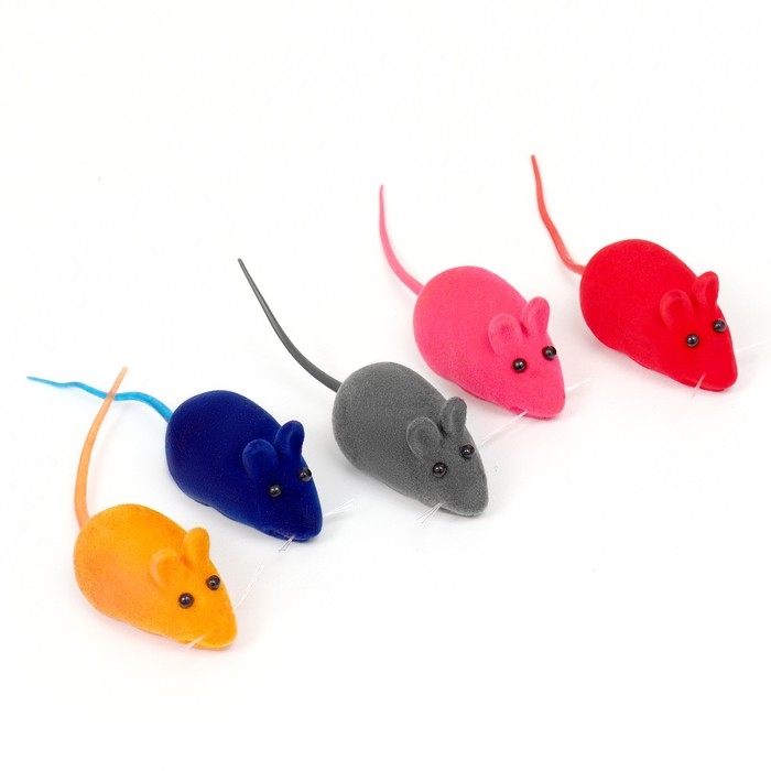 Мышь бархатная, 6 см, 50 шт, микс цветов Мышь бархатная, 6 см, 50 шт, микс цветов